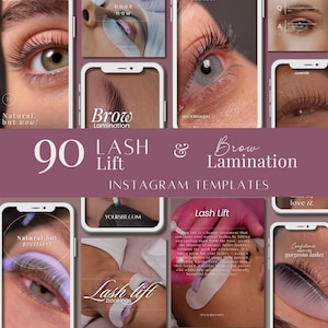 Lash Lift and Brow Lamination Reels and Posts: Social Media Templates (Digital Download)
