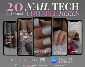 Nail Tech Instagram Video Reel Bundle | Nail Art TikTok Post | Nail Technician Social Media Content | Manicure Post | Gel Nail Template