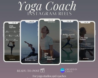 Yoga Coach Reel Templates: Social Media Content for Canva (Digital Download)
