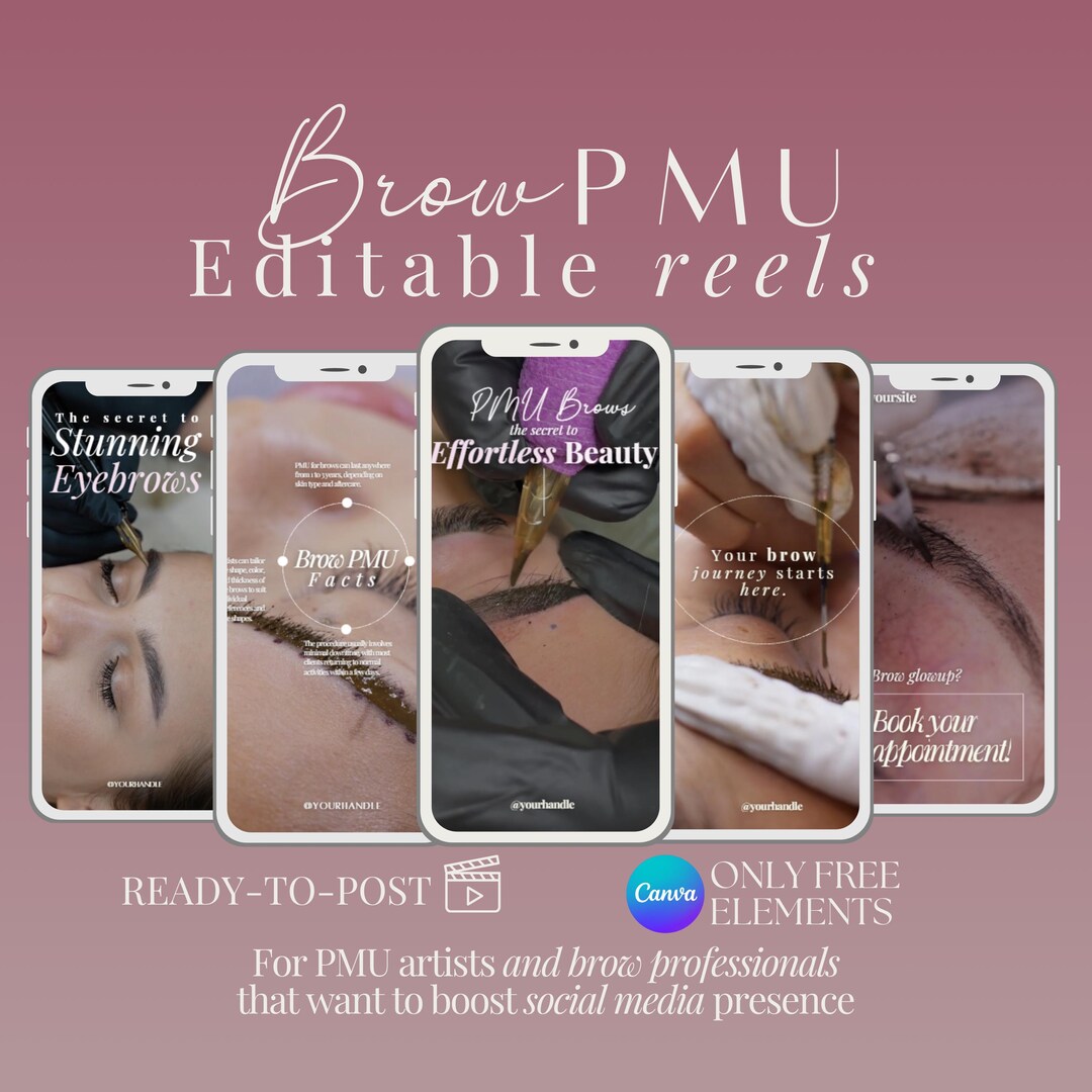 Brow PMU Instagram Reels: Microblading Social Media Templates (digital ...