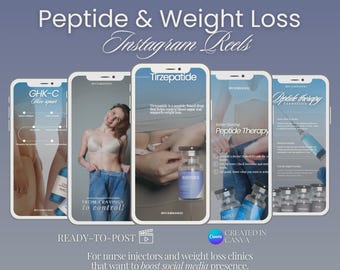 Peptide Weight Loss Reels: Social Media Video Templates (Canva)