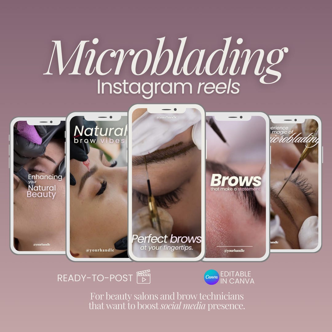 Microblading Instagram Reels: Brow PMU Social Media Templates (digital ...