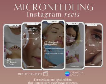 Microneedling Instagram Reels: Social Media Content for Canva (Digital Download)