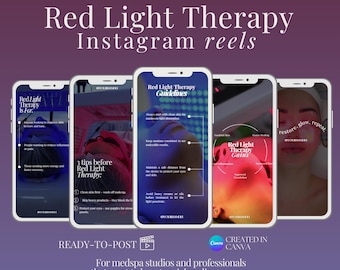 Red Light Therapy Reels: Social Media Content for Canva (Digital Download)