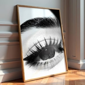 Wimpern schwarz weiss Wand Kunst: Zimmer Dekor (Digitaler Download)