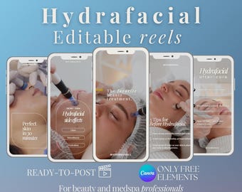 Hydrafacial Instagram Reel Templates: Social Media Content for Canva (Digital Download)