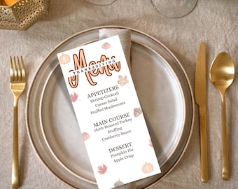 Thanksgiving Menu | Fall Hosting Decor | Dinner Party Menu | Friendsgiving | Menu Template | Friendsgiving menu | Thanksgiving Print