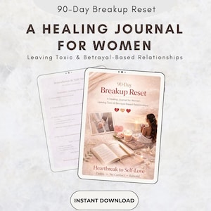 Diario de recuperación de 90 días tras una ruptura / Sanación de una relación tóxica / Cuaderno de trabajo de amor propio / Contacto cero / Transformación personal / PDF imprimible para mujeres
