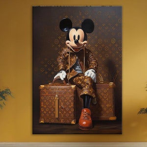 Mickey Mouse Passenger Graffiti Canvas Pop Art, Unique Cartoon Gift, Vibrant Mickey Mouse Wall Decor,