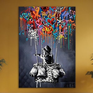 Banksy Balloon Canvas Art, Stylish Balloon Poster, Unique Banksy Wall Decor, Ready to Hang Art Design