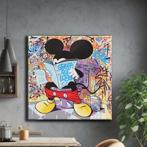 Mickey Mouse in the Toilet Pop Art Canvas Print, Fun Cartoon Decor, Perfect Birthday or Christmas Gift for Home Wall Art
