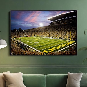 Autzen Stadium Oregon Canvas Wall Art | Ducks Football Poster or Ready-to-Hang Canvas for Home & Office Decor | Oregon Fan Gift