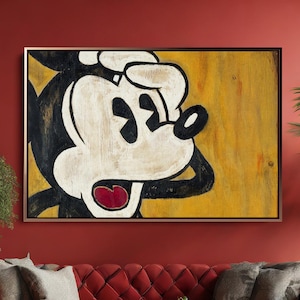 Vintage Mickey Mouse Canvas Art | Pop Art Wall Decor | Ready to Hang Canvas for a Fun and Nostalgic Touch