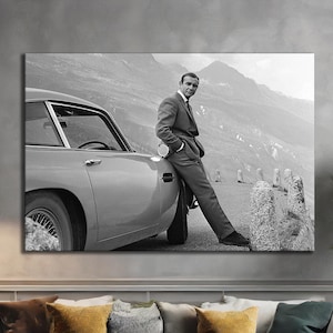 James Bond 007 Aston Martin Kunst auf Leinwand: Perfektes Geschenk für Fans, kultiger DB5 Druck, stilvolle Bond Art für die Inneneinrichtung