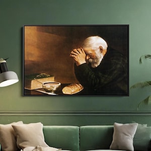 Eric Enstrom&#39;s &quot;Grace: Man Praying Over Bread&quot; (New High Resolution) Print Poster | Inspirational Wall Art for Home Decor