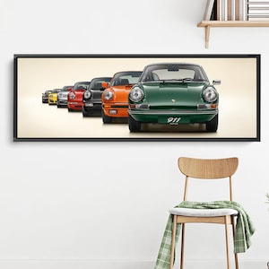 911 Porsche Classic All Color, 911 Porsche Canvas Wall Art, Porsche 911 Car Poster, 20x60&quot; Canvas Decor