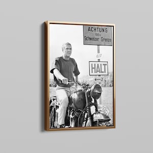 Steve McQueen - The Great Escape Classic Vintage Canvas Wall Art: Extra Large Framed Piece for Film Lovers and Timeless Decor