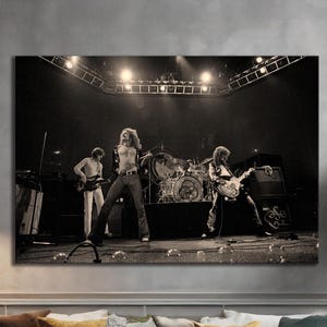 Led Zeppelin Jimmy Page Robert Plant Canvas Art Print Black & White 1970s Music Band Canvas Wall Art and Home Decor, Ready To Hang