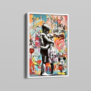 Banksy &quot;I Will Love You Forever&quot; Graffiti Wall Art | Inspired Canvas Print | Unique Street Art Decor for Modern Spaces