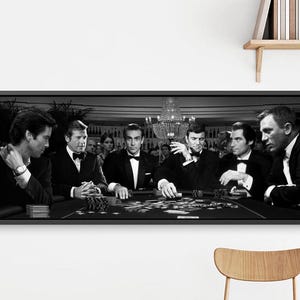 Art mural sur toile de jeu de poker James Bond, affiche de jeu de poker James Bond, impression d&#39;art sur toile James Bond, prêt à accrocher