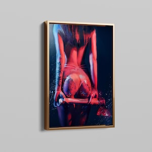 Abstract Fantasy Woman Canvas Print: Sensual Naked Woman Wall Art for Bedroom, Elegant Photo Art Canvas for Modern Decor