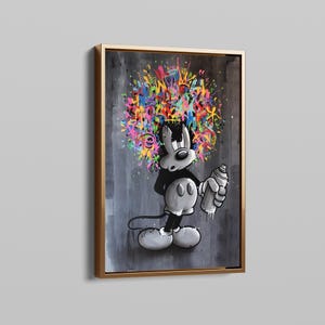 Mickey Mouse Abstract Pop Art Canvas Print, Luxury Cartoon Artwork, Fashionable Gift for Birthday or Christmas, Home Decor Wall Art