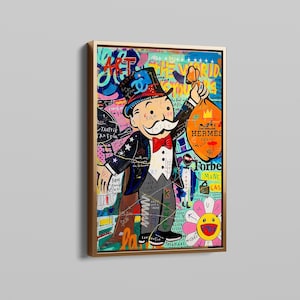 Lienzo de hombre de monopolio de arte pop / Impresión abstracta moderna única / Arte de pared enmarcado para decoración del hogar / oficina / Gran idea de regalo