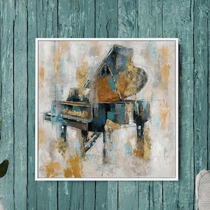 piano music painting, print of piano painting, extra large wall art, wall art canvas design, framed canvas ready to hang