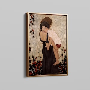 グスタフ・クリムト「子供を抱く母」1905年キャンバスプリント - 有名な肖像画アート、大人向けのモダンな装飾