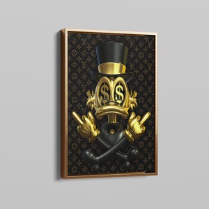 McDuck Dollar Wall Art | Scrooge Balloon Poster | Unique Motivational Decor | Ready to Hang for Disney Fans