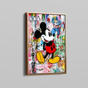 ミッキーマウス バンクシー ポップアートプリント | 高級漫画装飾 | ディズニー愛好家への誕生日やクリスマスのプレゼントに最適 | スタイリッシュなウォールアート