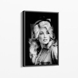 Dolly Parton Retro Canvas Print: Black and White Iconic Country Music Singer Poster, Vintage Photography, Framed Wall Art