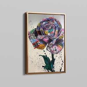 Banksy Rose Graffiti Wall Art, Graffiti Rose Wall Poster, Banksy Graffiti Wall Art, Color Graffiti Wall Decor, Banksy Famous Mural, Rose Art