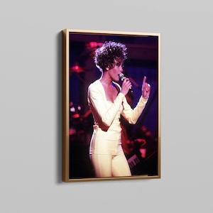 The singer Whitney Houston in concert in 1991 Classic Vintage Canvas Wall Art: Extra Large Framed Piece for Music Lovers and Timeless Decor