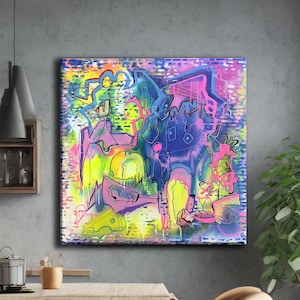 Abstract Pop Art Graffiti Canvas Wall Art - Bold and Colorful Urban Artwork for Modern Home Decor