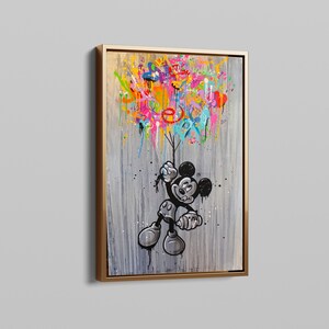 Mickey Mouse Graffiti Canvas | Abstract Banksy Art | Stylish Wall Decor Print for Disney Fans and Contemporary Decor