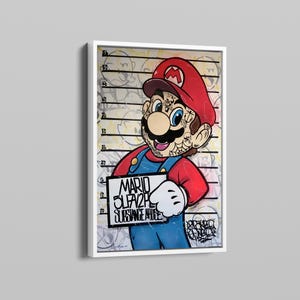 Super Mario Pop Art Canvas | Banksy Style Graffiti Wall Art | Perfect Gift for Gaming Lovers and Modern Home Decor