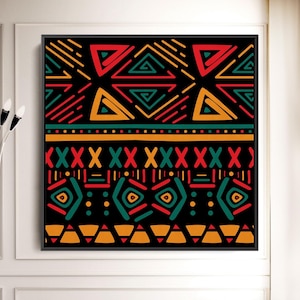 African American Culture Wall Art, Abstract Africa Canvas Painting, Unique Wall Symbol Decor, Africa Wall Art Gift