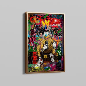 Mcduck Forever Together Canvas Art Print, Scrooge McDuck Popart, Cartoon Street Graffiti Birthday Christmas Gift Pictures Home Decor