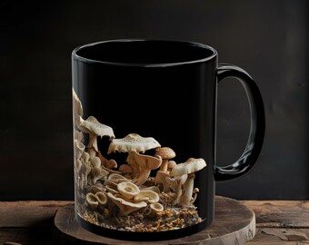 Taza con efecto 3D, diseño de hongos, ideal para amantes de la naturaleza y los hongos.