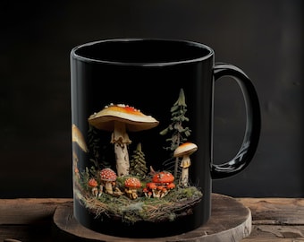 Taza Naturaleza - Taza de Café con Efecto 3D, Taza con Hongos, Taza con Hongos para Amantes de la Naturaleza, Regalo Único para los Entusiastas de los Hongos