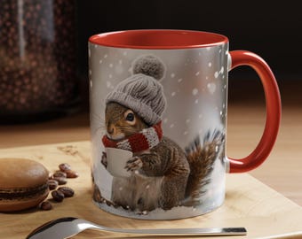 Cozy squirrel Holiday Coffee Mug | Cute Animal Lover Gift, Perfect for Christmas & Winter Decor, Festive Hot Cocoa Drinkware