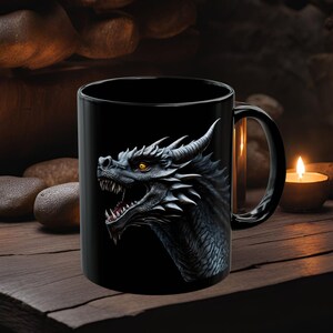 Dragon Mug - Mythic Fantasy Medieval Coffee Cup, Unique Tea Gift for Mythical Creature Lovers, Gothic Drinkware, D&D Mug