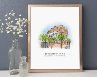 The Gadsden House - Charleston, South Carolina - Watercolor Painting - Downtown Charleston - Charleston Wedding Venue