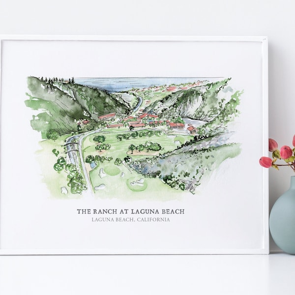 The Ranch at Laguna Beach  - Watercolor Painting - Laguna Beach, California - California Wedding - Ranch