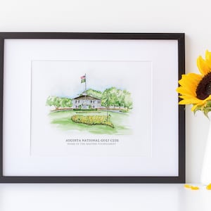 Augusta National Clubhouse - Augusta, Georgia - Watercolor Painting - The Master Tournament - Watercolor Golf Club