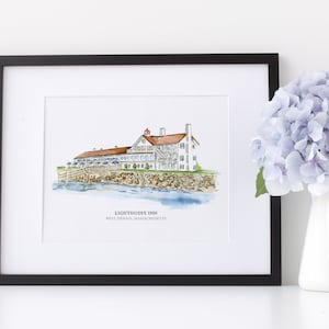 Lighthouse Inn  - Watercolor Painting - West Dennis, Massachusetts - Cape Cod Wedding - Cape Cod
