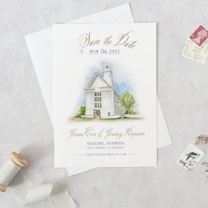 Venue Save the Date - Watercolor Venue - Watercolor Painted Save the Date  - Choose your Font & Color