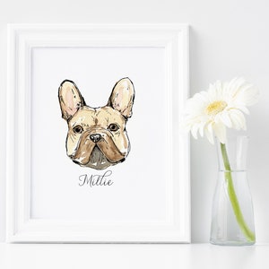 French Bulldog Watercolor Print - Frenchie Dog Sketch - Watercolor Dog - Pet Portrait - Framable Print - 8x10 or 5x7