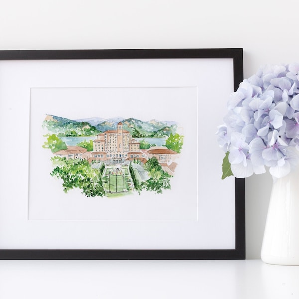 The Broadmoor Destination Resort - Colorado Springs, Colorado  - Watercolor Painting - The Broadmoor Wedding